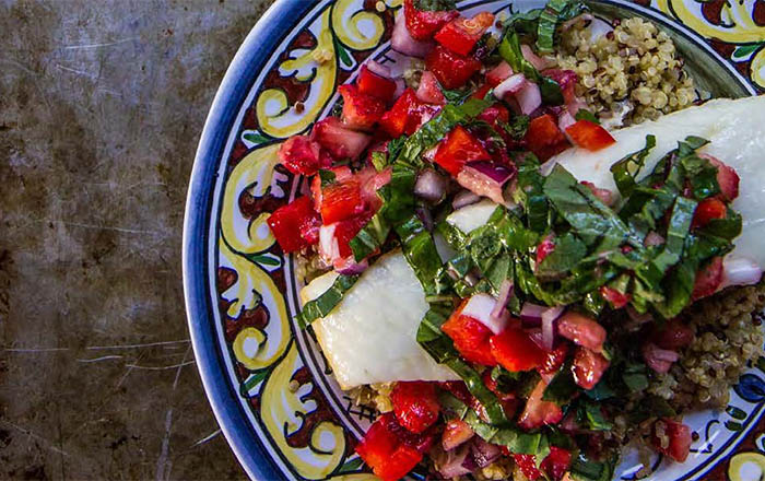 Roasted Halibut with Strawberry-Basil Salsa-image