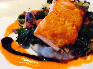 Wild King salmon with Tuscan Kale and other vegetables/Alex Pronvince