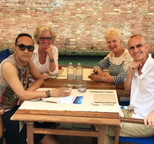 left to right: You Nguyen, Faith, Sally Anderson, and Vern Willey, at the Venice restaurant Ostaria Da Rioba