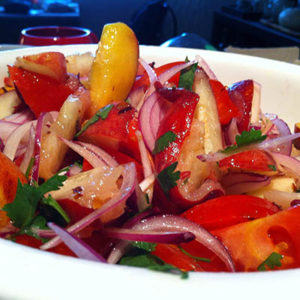 tomato peach salad_flickr_Jen Arrr_recipe