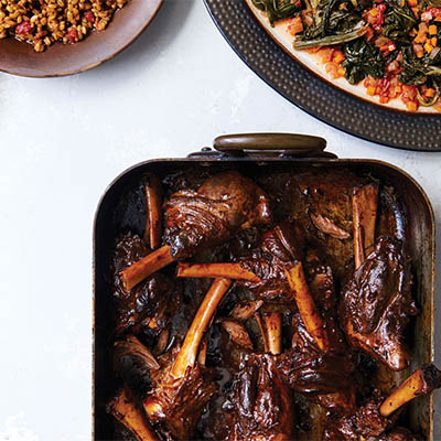 Lamb Shanks in Red Wine with Creamy Eggplant · Faith Middleton's Food Schmooze