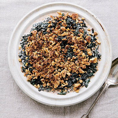 Creamed Chard with Walnut-Breadcrumb Topping · Faith Middleton's Food Schmooze