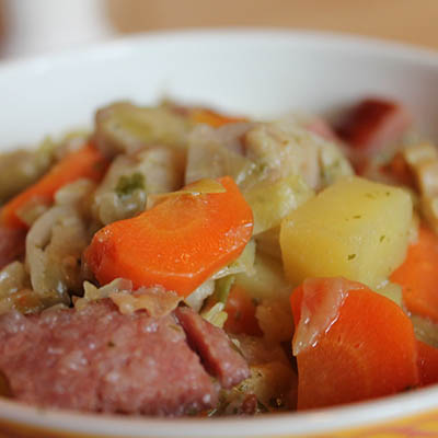 Slow Cooked Corned Beef And Cabbage Stew Faith Middleton S Food Schmooze