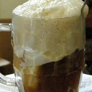 beer and chocolate ice cream floats