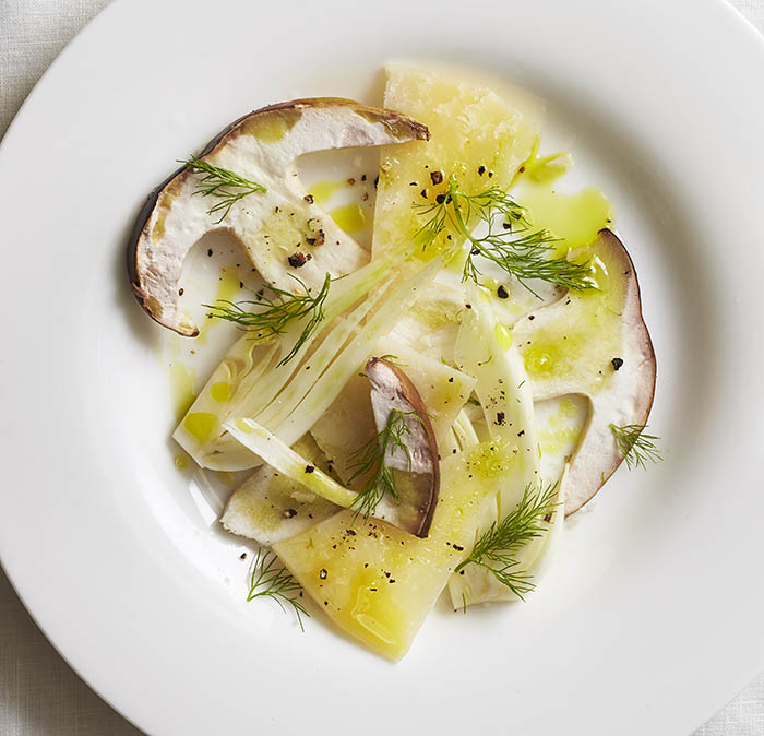 Autentico_Rolando Beramendi_Photo Laurie Frankel_Shaved Fennel Porcini Pecorino_recipe