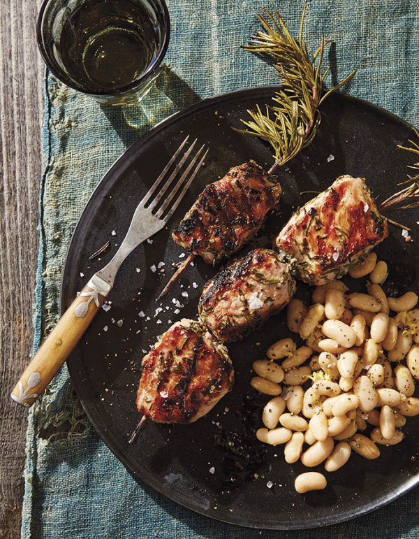 PorchettaStyle Pork Kebabs with White Beans · Faith Middleton's Food