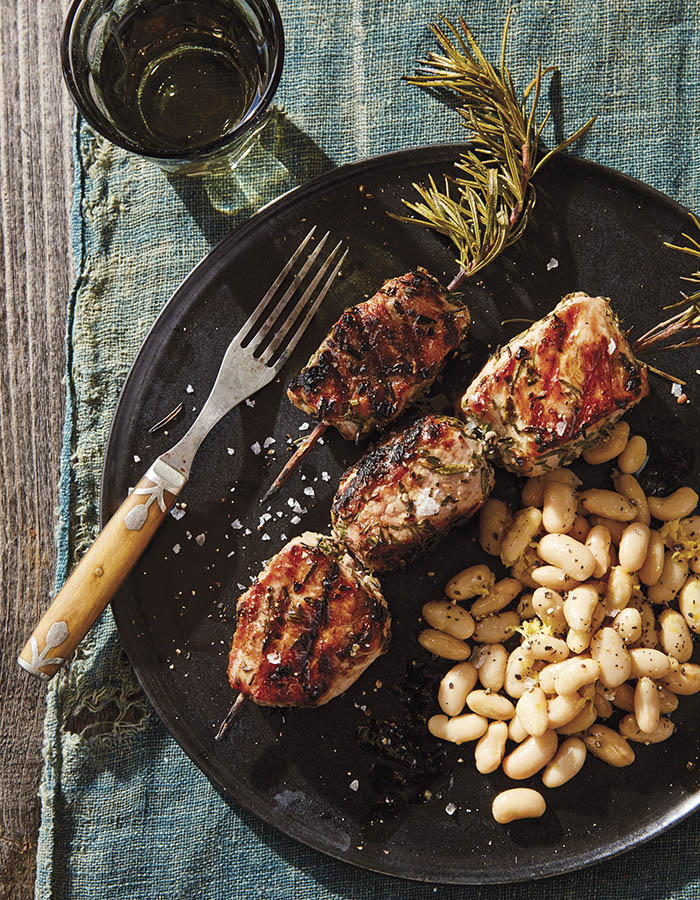 Porchetta-Style Pork Kebabs with White Beans · Faith Middleton's Food ...