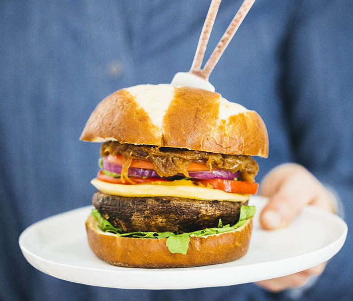 Giant Portobello Burgers With Caramelized Onions Faith Middleton S Food Schmooze