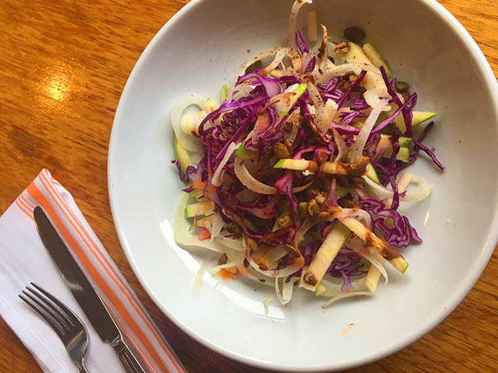 Carole Peck's Apple and Endive Salad with Pumpkin Seed Vinaigrette recipe